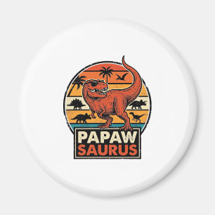 Papawsaurus Retro Dinosaur Sunset Vector Design_1 Magnet