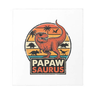 Papawsaurus Retro Dinosaur Sunset Vector Design_1 Notepad