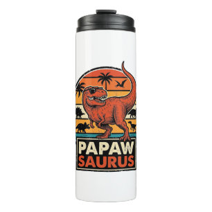 Papawsaurus Retro Dinosaur Sunset Vector Design_1 Thermal Tumbler