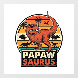Papawsaurus Retro Dinosaur Sunset Vector Design_1 Window Cling
