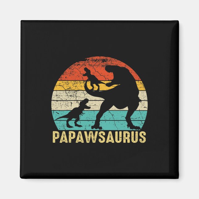 Papawsaurus Rex Papaw Dinosaur 2 Kids Fathers Day  Magnet (Front)