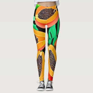 Papaya and Leaves Fresh Pattern Leggings