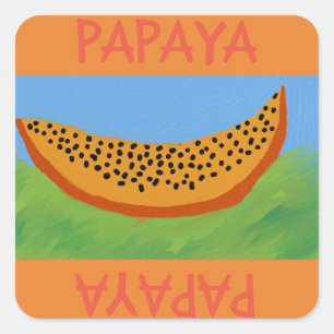 papaya cartoon draw square sticker
