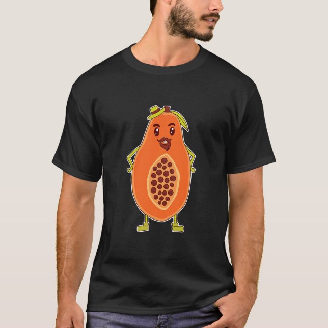 Papaya Cartoon Fruit Dad Food Father  T-Shirt (Front)