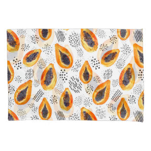 Papaya fruit: abstract watercolor pattern. pillowcase