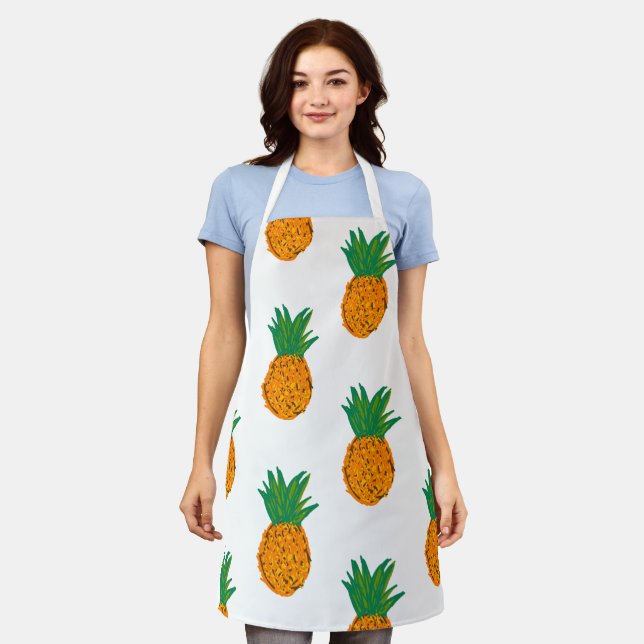 papaya fruit All-Over Print Apron, Medium Apron (Worn)