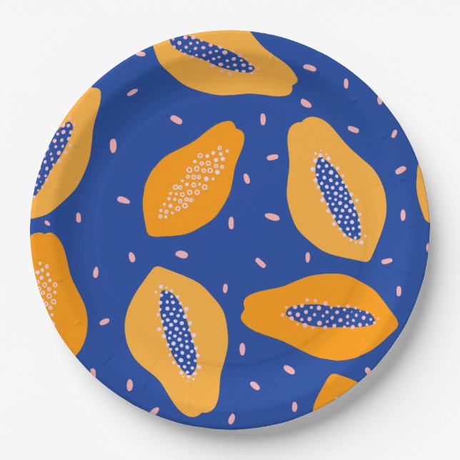 Papaya fruit pattern paper plate (Front)