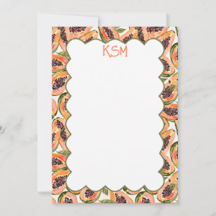Papaya Fruit Watercolor Custom Stationery Invitation
