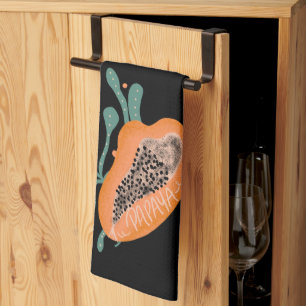 Papaya Hand Drawn Lettering Tropical Fruit Tea Towel