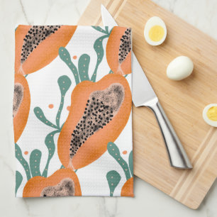Papaya Hand  Tropical Fruit   Pattern Tea Towel