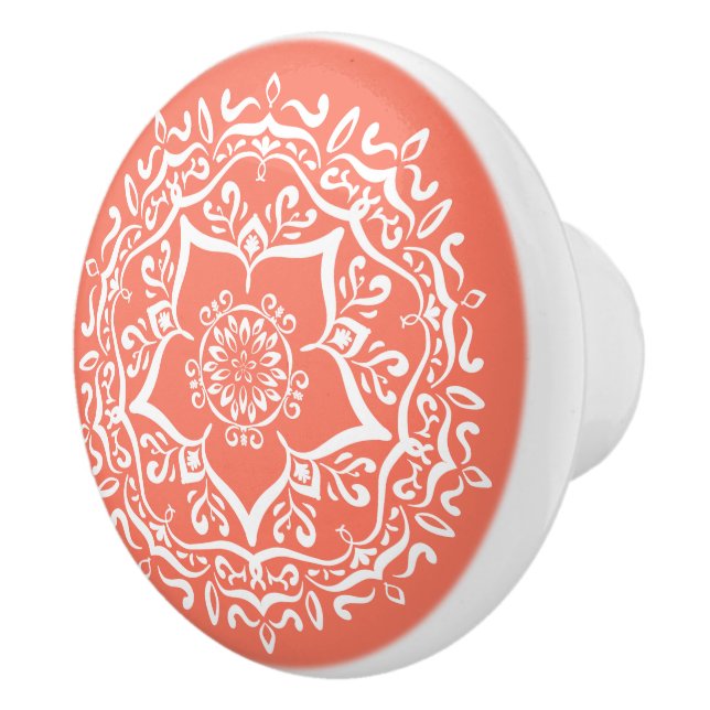 Papaya Mandala Ceramic Knob (Right)