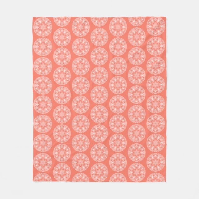 Papaya Mandala Fleece Blanket (Front)