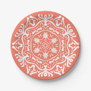 Papaya Mandala Paper Plate