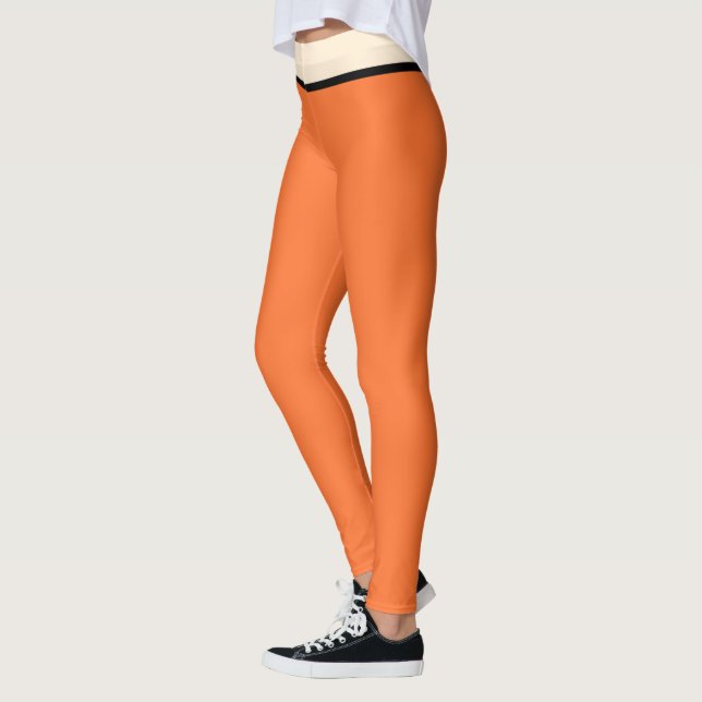 Papaya Orange Black Leggings (Left)