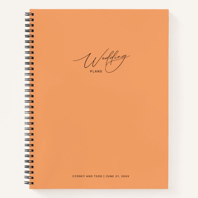 Papaya Orange Wedding Plans Notebook (Front)