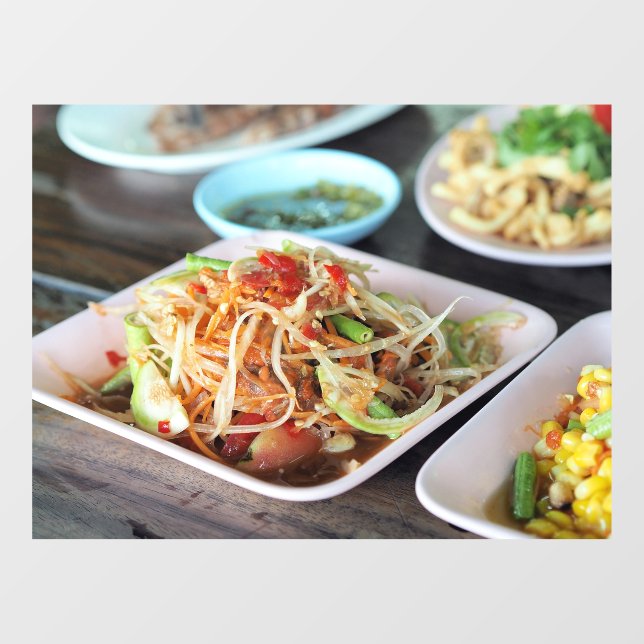 Papaya Salad Isaan Food Thai Food Restaurant Window Cling (Sheet)