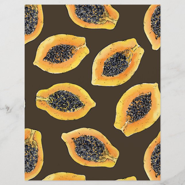 Papaya slices on dark brown (Front)
