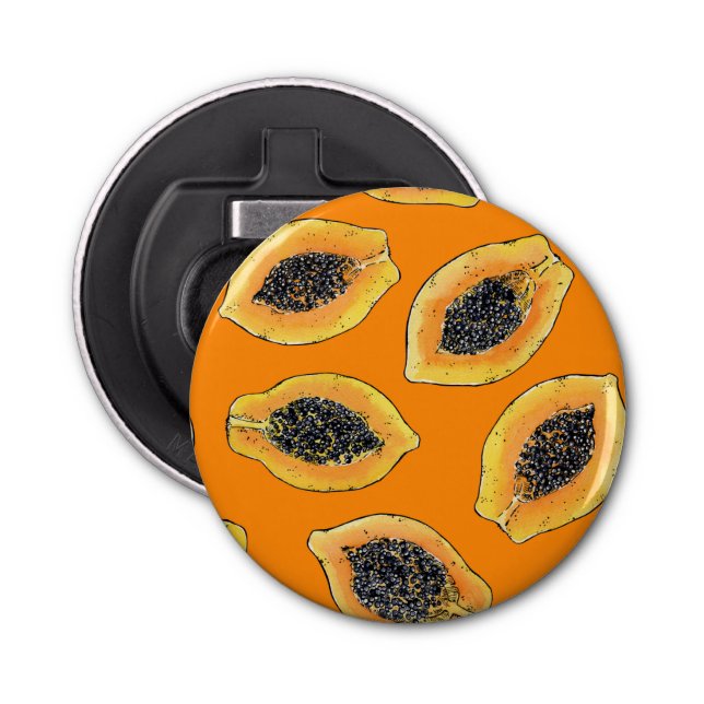 Papaya slices on orange bottle opener (Front)