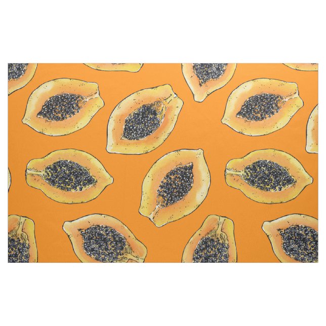 Papaya slices on orange fabric (Fat Quarter)