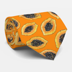 Papaya slices on orange tie