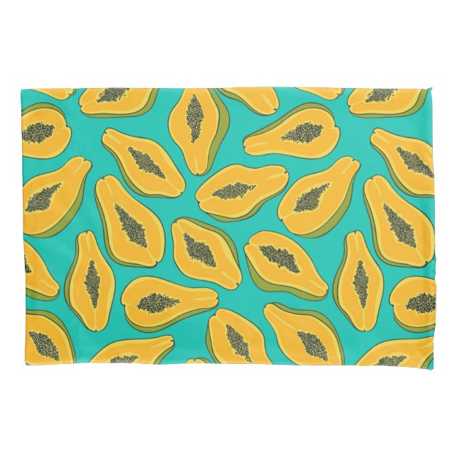 Papaya slices on turquoise pillowcase (Front)