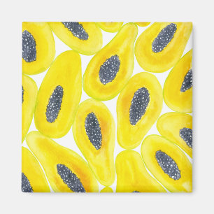 Papaya slices watercolor magnet