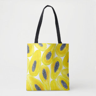 Papaya slices watercolor tote bag