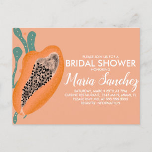 Papaya Tropical Fruit Abstract Bridal Shower  Postcard