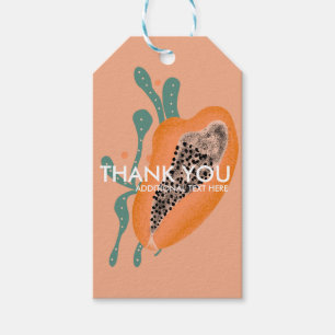 Papaya Tropical Fruit Abstract Thank You Gift Tags