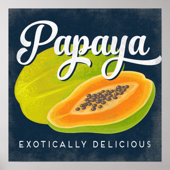 Papaya Vintage Fruit Label Poster (Front)