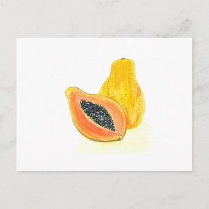Papaya watercolor fruit tropical Exotic Orange Postcard