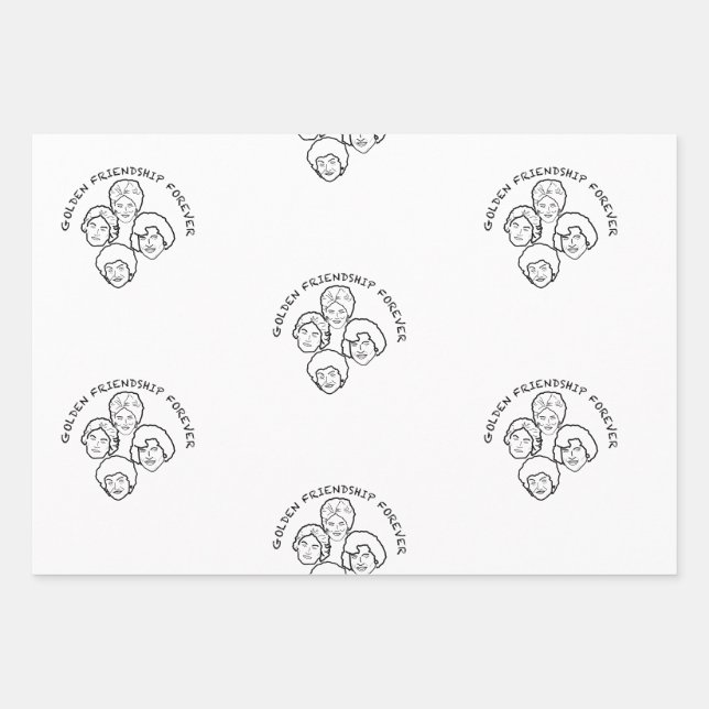 Papel de regalo Golden Friendship Wrapping Paper Sheet (Front 3)