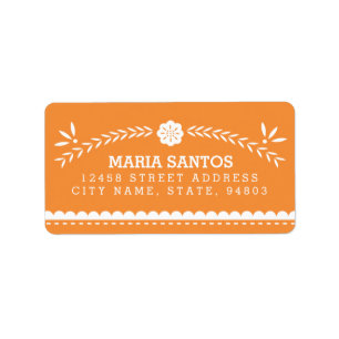 Papel Picado Address Labels - Orange
