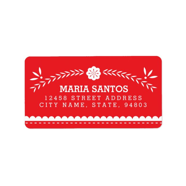Papel Picado Address Labels - Red (Front)