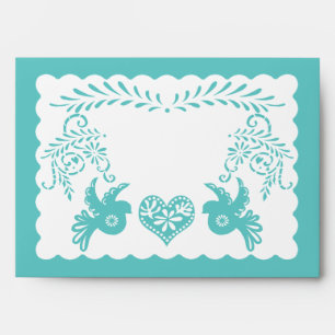 Papel Picado Aqua Green Fiesta Wedding A7  Envelope