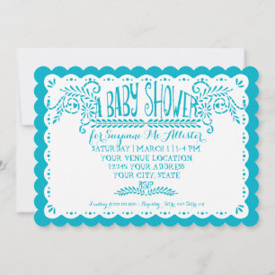 Papel Picado Baby Girl Shower Pink Blue Fiesta Invitation