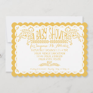 Papel Picado Baby Girl Shower Pool Yellow Fiesta Invitation