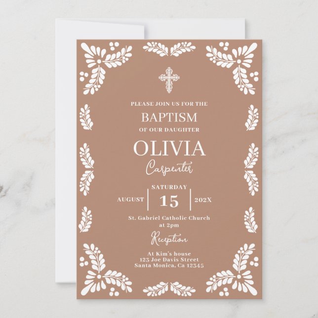 Papel Picado Baptism Girl Invitation (Front)