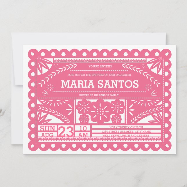 Papel Picado Baptism Invitation (Front)