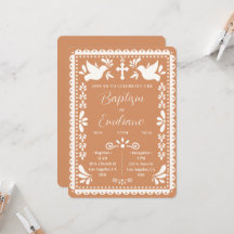 Papel Picado Baptism Mexican Party Invitation