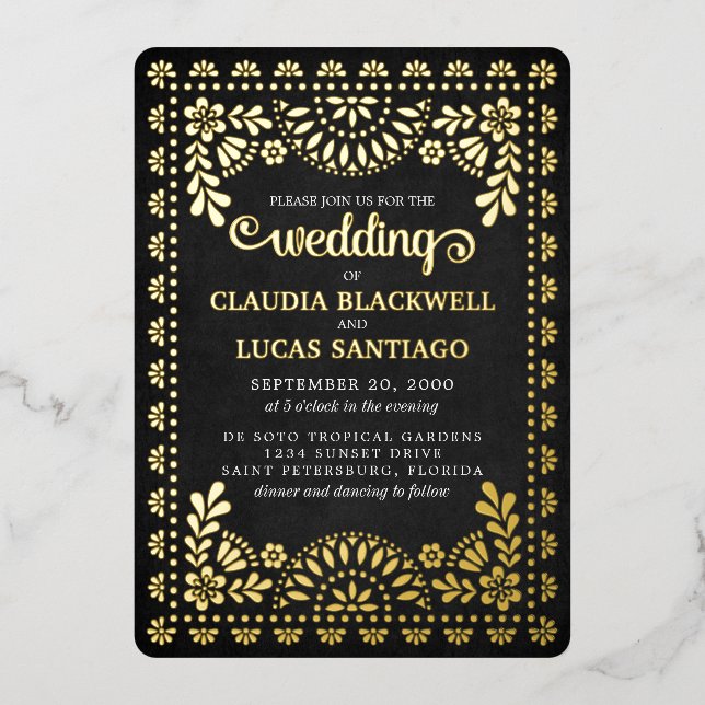 Papel Picado Black Wedding (Front)