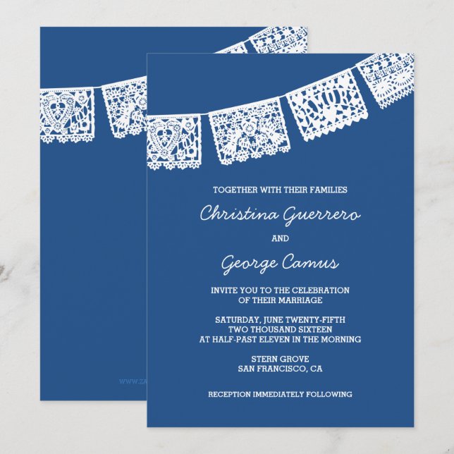 Papel Picado Blue | Wedding Invitation (Front/Back)
