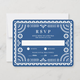Papel Picado Blue Wedding Reply RSVP Card