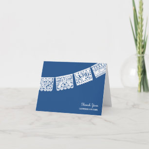 Papel Picado Blue Wedding Thank You Card