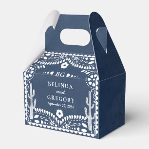Papel Picado Boda Mexican Rustic Blue Wedding Favour Box