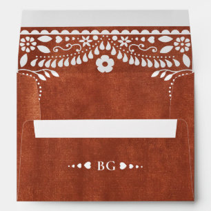Papel Picado Boda Mexican Terracotta Brown Wedding Envelope