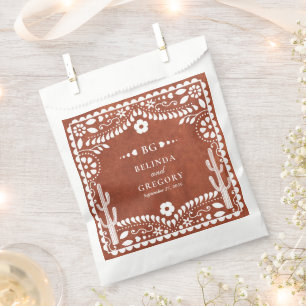 Papel Picado Boda Mexican Terracotta Brown Wedding Favour Bags