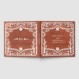 Papel Picado Boda Mexican Terracotta Brown Wedding Guest Book