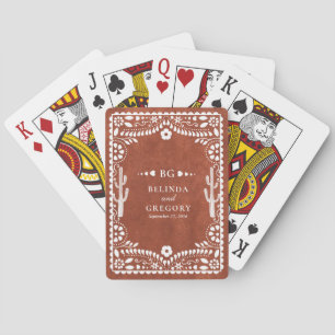Papel Picado Boda Mexican Terracotta Brown Wedding Playing Cards