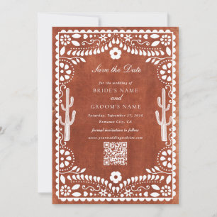 Papel Picado Boda Mexican Terracotta Brown Wedding Save The Date